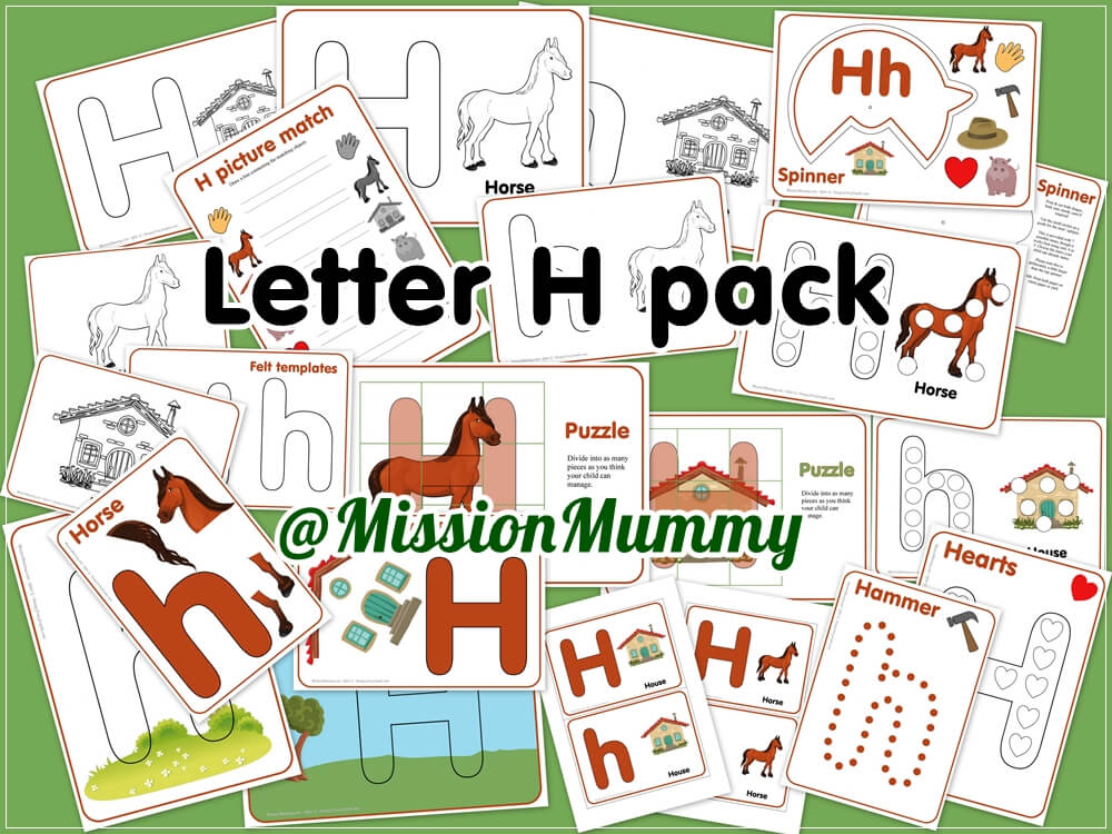 Letter H totschool pack
