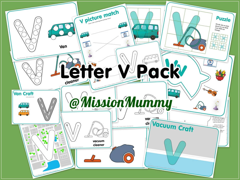 Letter V totschool pack