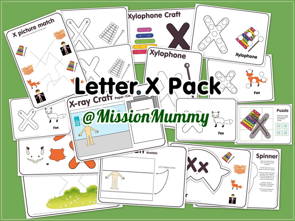 Letter X totschool pack