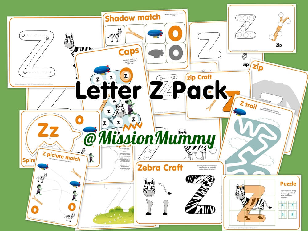 Letter Z totschool pack
